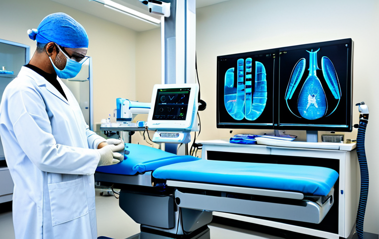 A skilled professional surgeon, fully clothed in modern surgical scrubs and a lab coat, sits at a sleek, futuristic robotic surgery console. The console features multiple glowing holographic screens displaying intricate 3D anatomical models and real-time AI-generated surgical guidance data. The surgeon's gloved hands are positioned on advanced haptic feedback controls, conveying a sense of touch and resistance. Robotic arms are visible in the background, extending from a nearby surgical tower. The operating room is pristine, sterile, and bathed in cool, professional lighting, perfect anatomy, correct proportions, natural pose, well-formed hands, proper finger count, natural body proportions, high-quality image, professional photography, sharp focus, detailed, safe for work, appropriate content, fully clothed, professional.