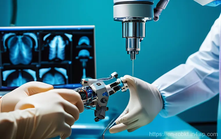 로봇 수술 시스템의 다학제적 접근 방법 - **Prompt: The Collaborative Robotic Surgery Team**
    "A diverse team of medical professionals in a...