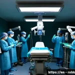 Home 18 로봇 수술 시스템의 지속 가능한 발전 방안 - Photorealistic operating room featuring a next-generation robotic surgical system designed for susta...